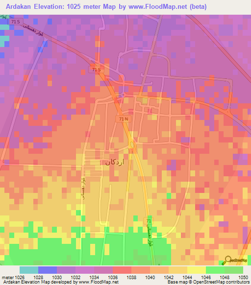 Ardakan,Iran Elevation Map