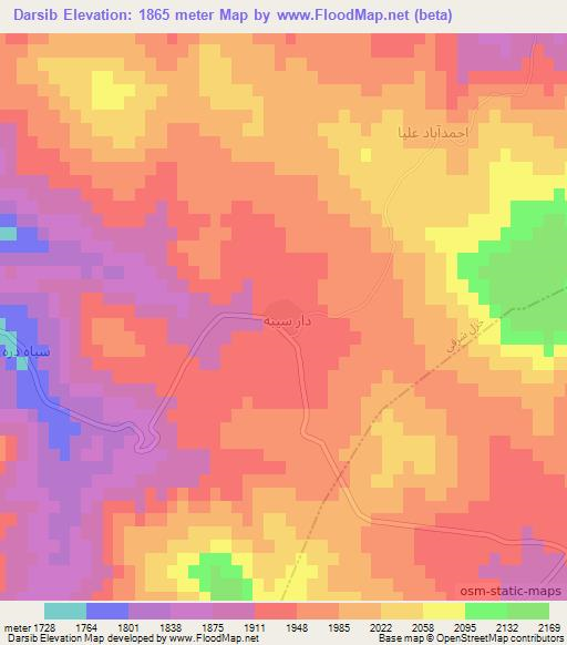 Darsib,Iran Elevation Map