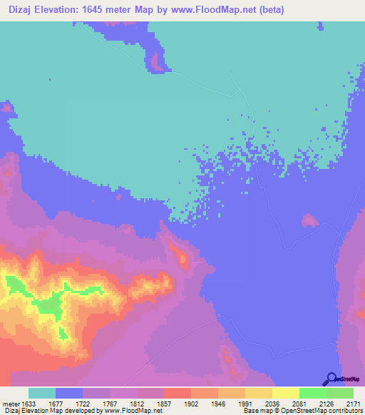 Dizaj,Iran Elevation Map
