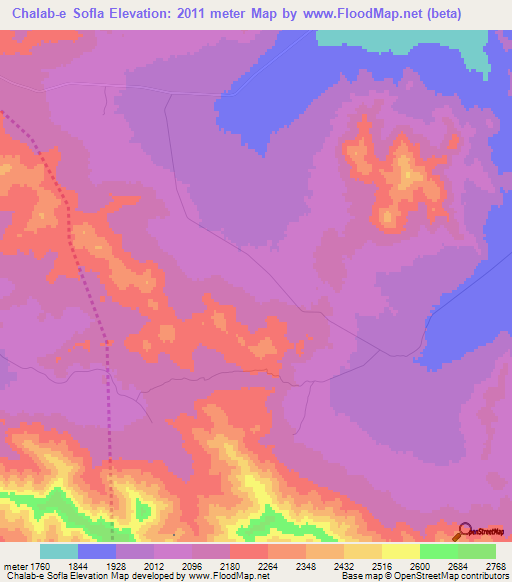 Chalab-e Sofla,Iran Elevation Map