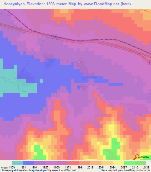 Hoseyniyeh,Iran Elevation Map