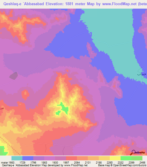 Qeshlaq-e `Abbasabad,Iran Elevation Map