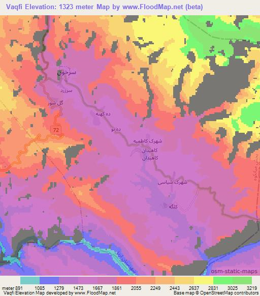 Vaqfi,Iran Elevation Map