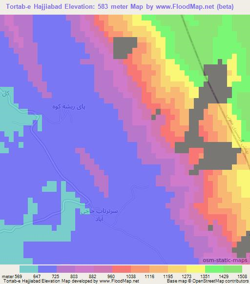 Tortab-e Hajjiabad,Iran Elevation Map
