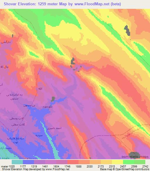 Shovar,Iran Elevation Map