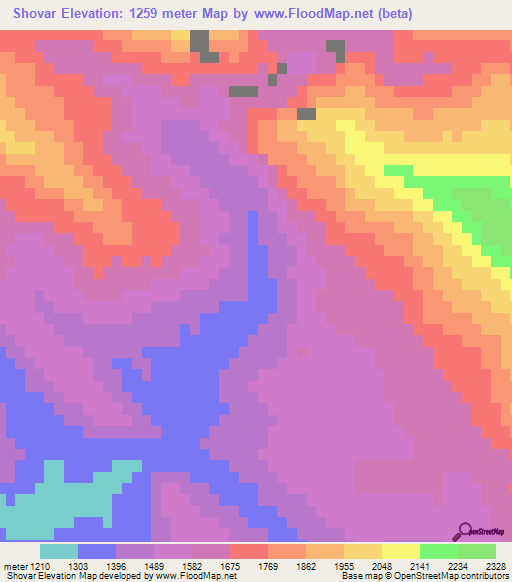 Shovar,Iran Elevation Map