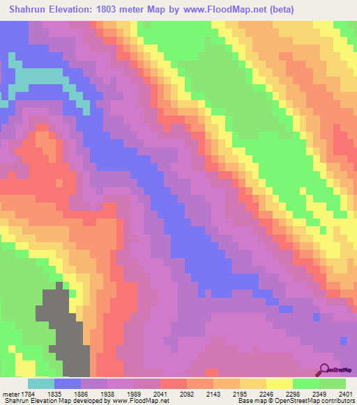 Shahrun,Iran Elevation Map
