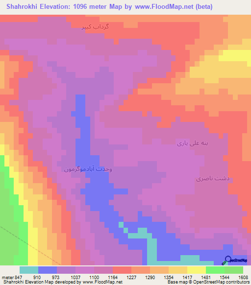 Shahrokhi,Iran Elevation Map