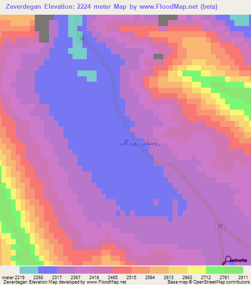 Zeverdegan,Iran Elevation Map