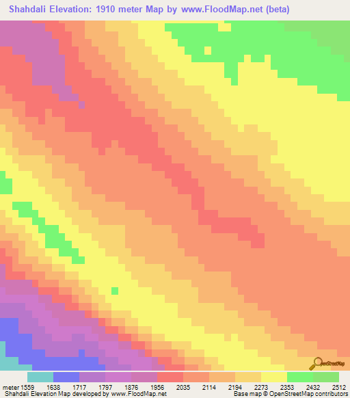 Shahdali,Iran Elevation Map