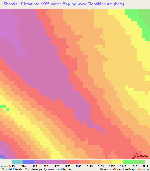Shahdali,Iran Elevation Map