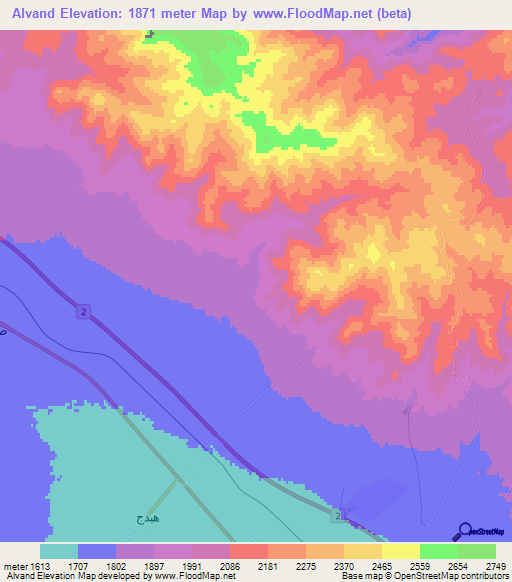 Alvand,Iran Elevation Map