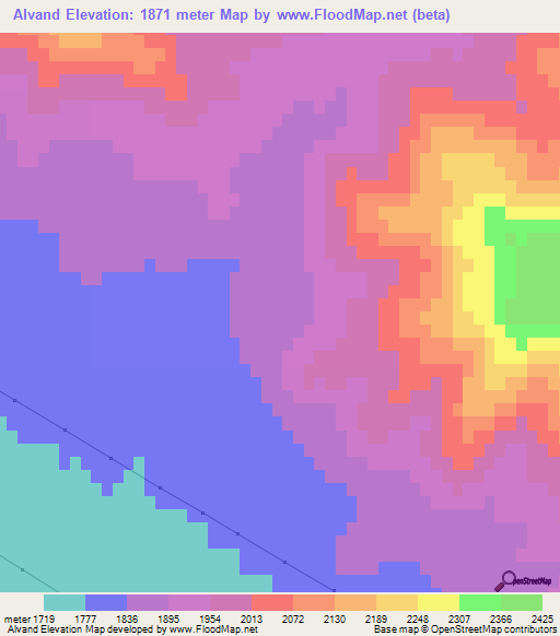 Alvand,Iran Elevation Map