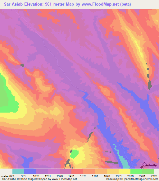 Sar Asiab,Iran Elevation Map