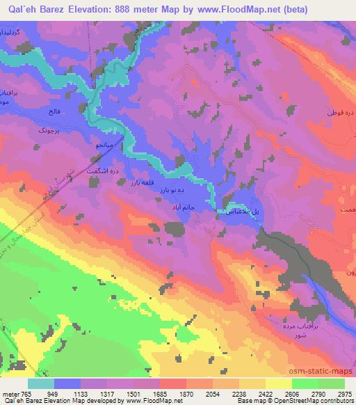 Qal`eh Barez,Iran Elevation Map