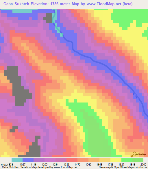 Qaba Sukhteh,Iran Elevation Map