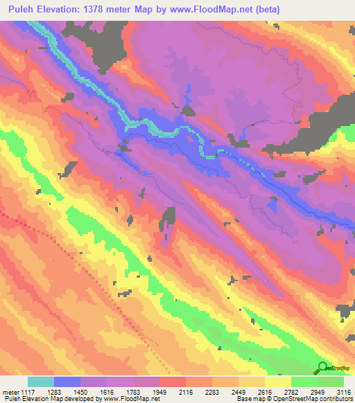 Puleh,Iran Elevation Map