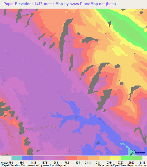 Papat,Iran Elevation Map