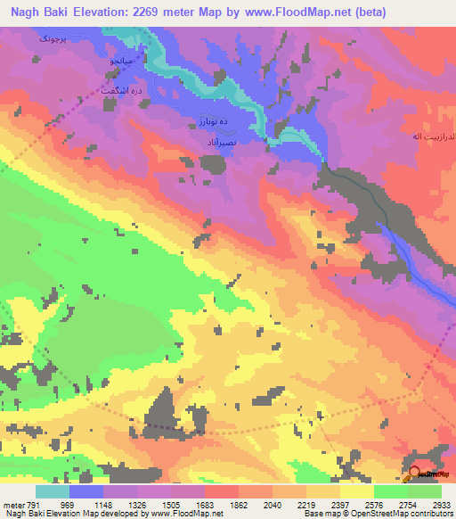 Nagh Baki,Iran Elevation Map