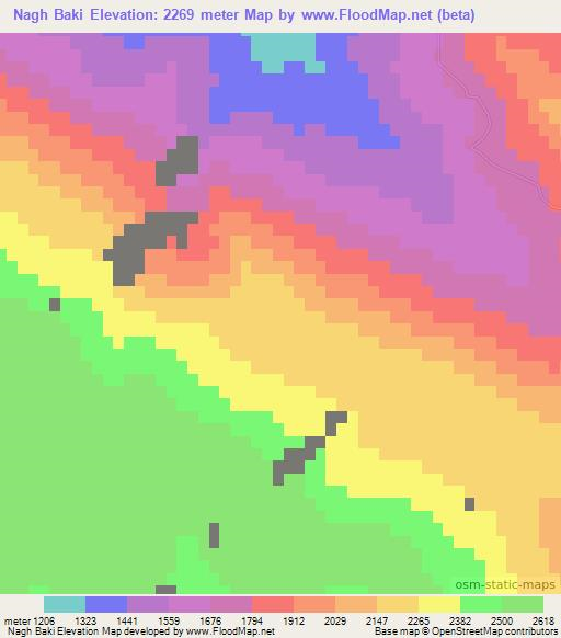 Nagh Baki,Iran Elevation Map