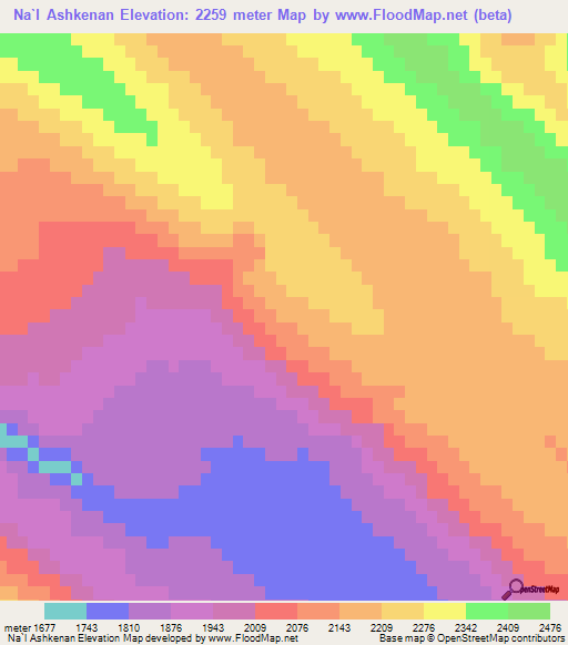 Na`l Ashkenan,Iran Elevation Map