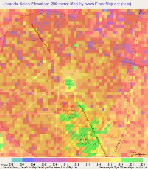 Jharoda Kalan,India Elevation Map