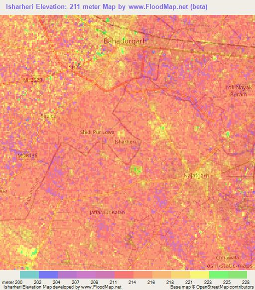 Isharheri,India Elevation Map