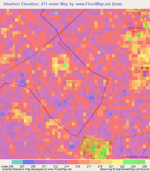 Isharheri,India Elevation Map