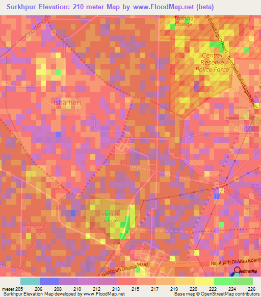 Surkhpur,India Elevation Map
