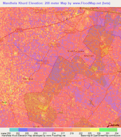 Mandhela Khurd,India Elevation Map