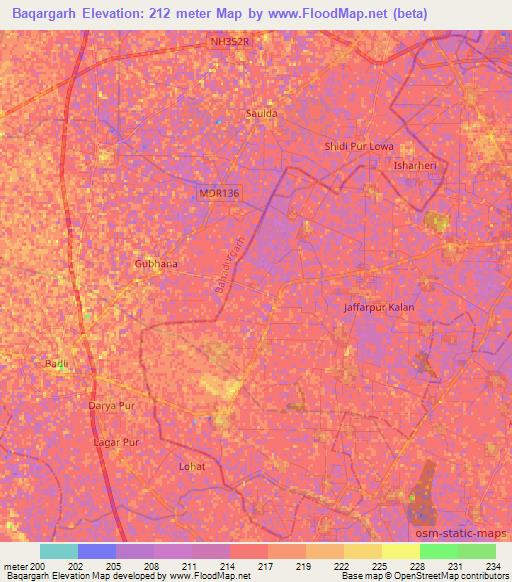 Baqargarh,India Elevation Map