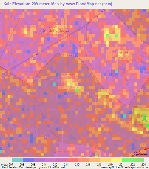 Kair,India Elevation Map