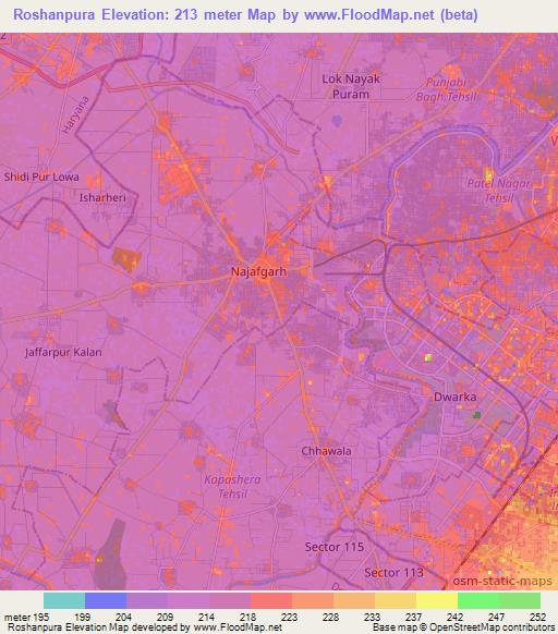 Roshanpura,India Elevation Map