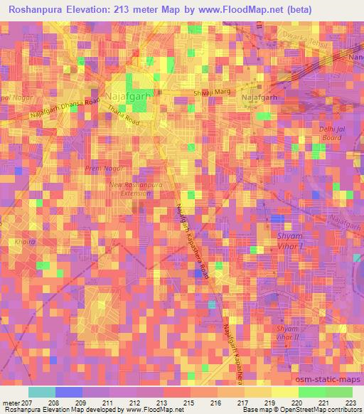 Roshanpura,India Elevation Map
