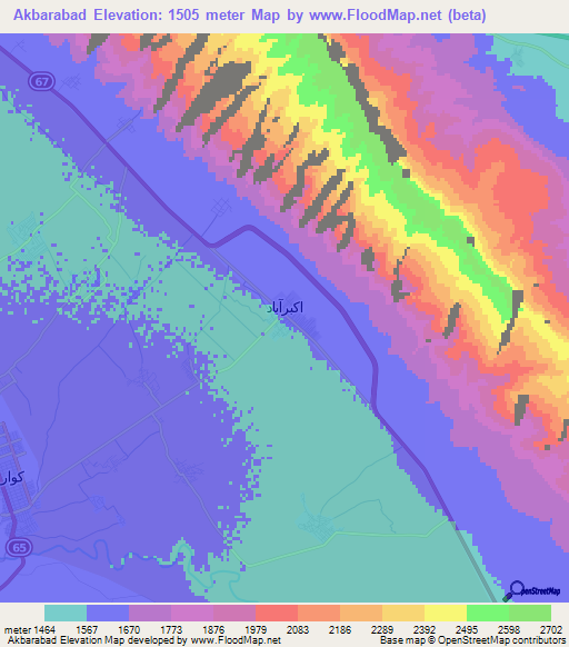 Akbarabad,Iran Elevation Map