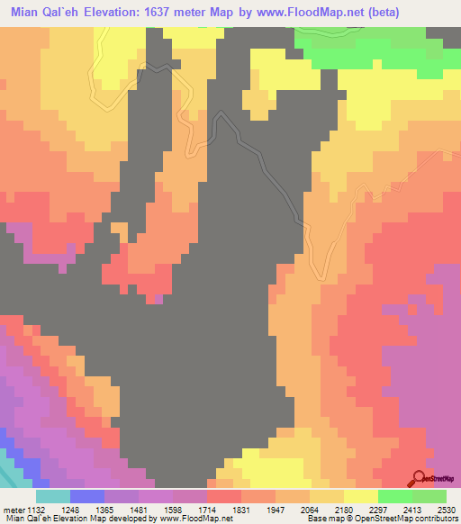 Mian Qal`eh,Iran Elevation Map