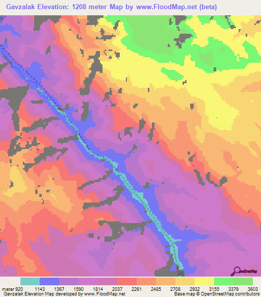 Gavzalak,Iran Elevation Map
