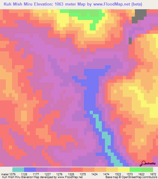 Kuh Mish Miru,Iran Elevation Map