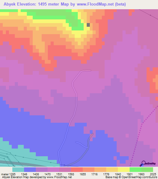 Abyek,Iran Elevation Map
