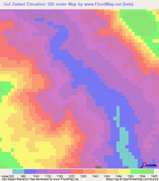 Gol Zadani,Iran Elevation Map