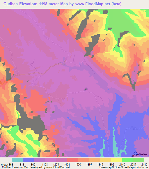 Gudban,Iran Elevation Map