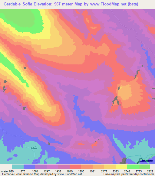 Gerdab-e Sofla,Iran Elevation Map