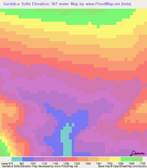 Gerdab-e Sofla,Iran Elevation Map