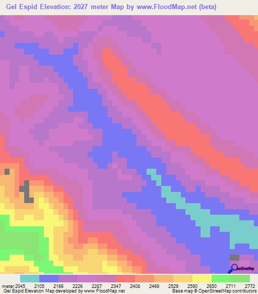 Gel Espid,Iran Elevation Map
