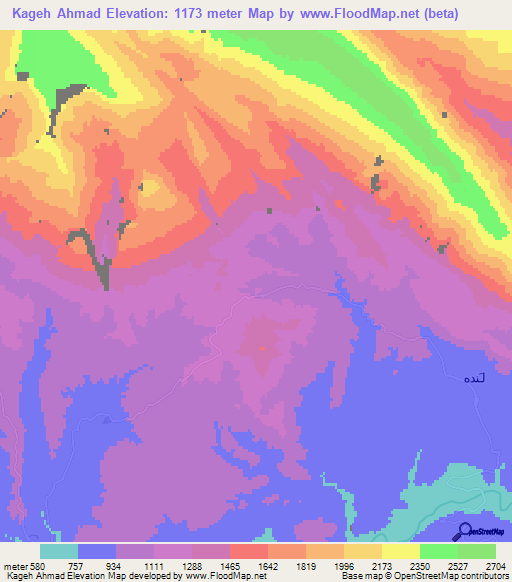 Kageh Ahmad,Iran Elevation Map
