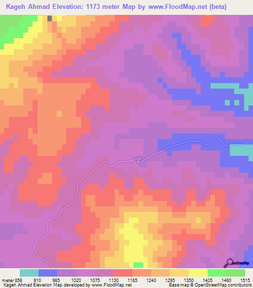 Kageh Ahmad,Iran Elevation Map