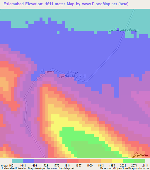 Eslamabad,Iran Elevation Map