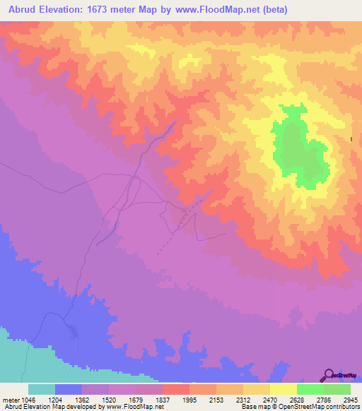 Abrud,Iran Elevation Map