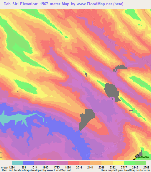 Deh Siri,Iran Elevation Map