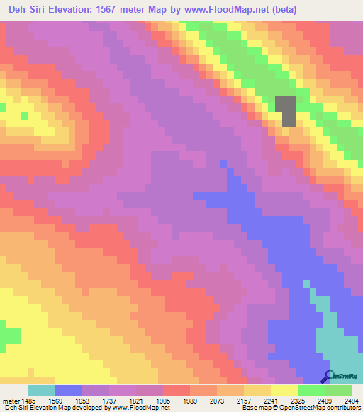 Deh Siri,Iran Elevation Map